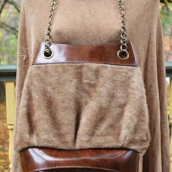 Vintage Faux Fur and Leather Large Handbag and/or Tote - Picture 1 of 13